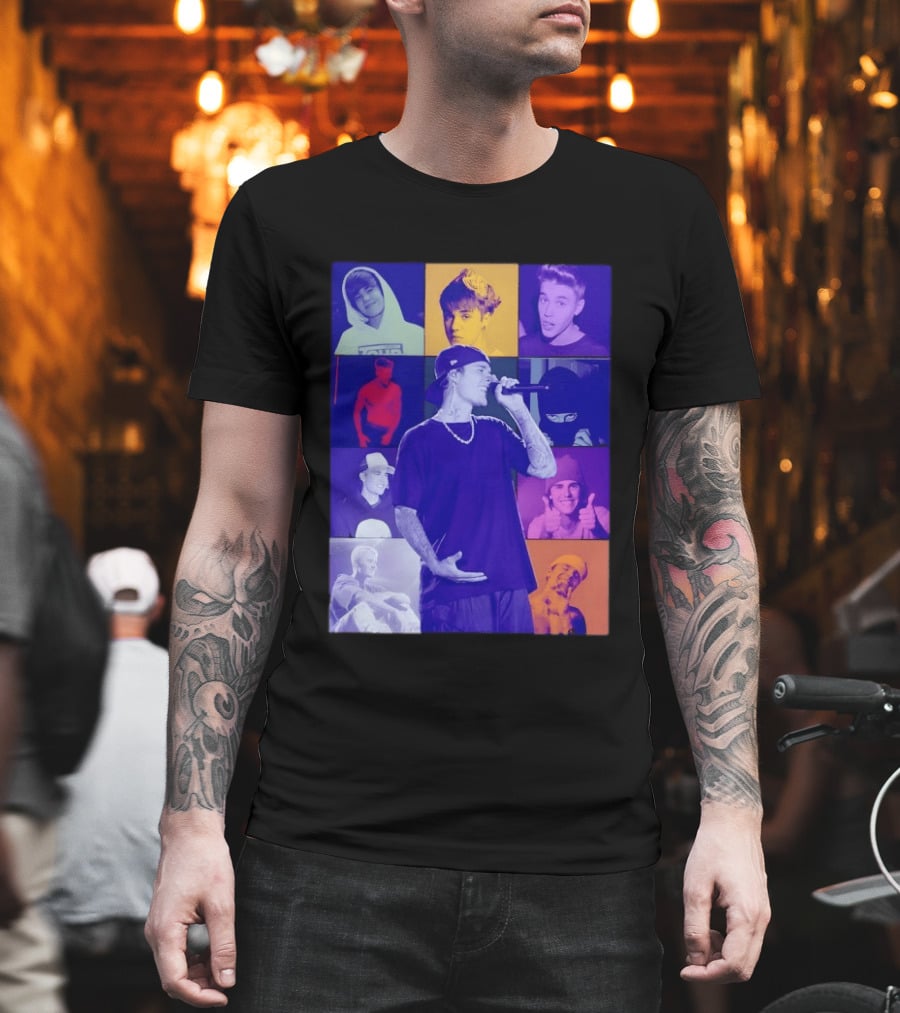 Justin Bieber The Eras Tour Concert Retro Photo Collage T-Shirt