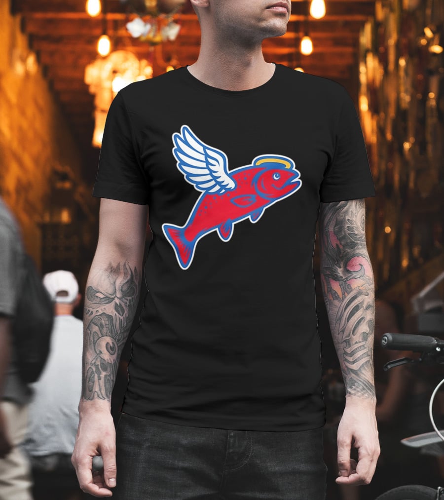 Los Angeles Angels Baseball Flying Fish With Halo And Wings T-Shirt