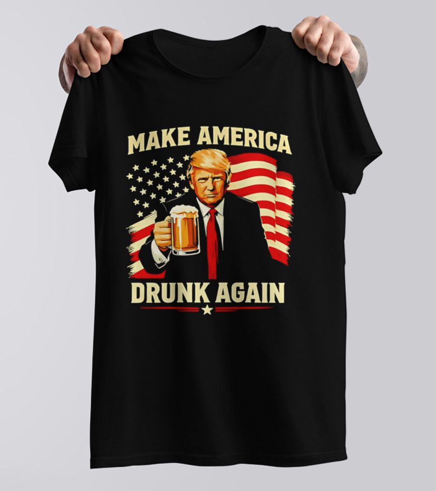 Patriotic Trump Make America Drunk Again Flag Beer T-Shirt