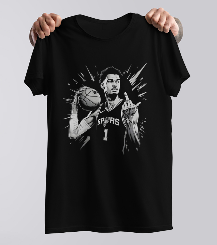 Victor Wembanyama San Antonio Spurs Basketball Middle Finger Bold Hype T-Shirt