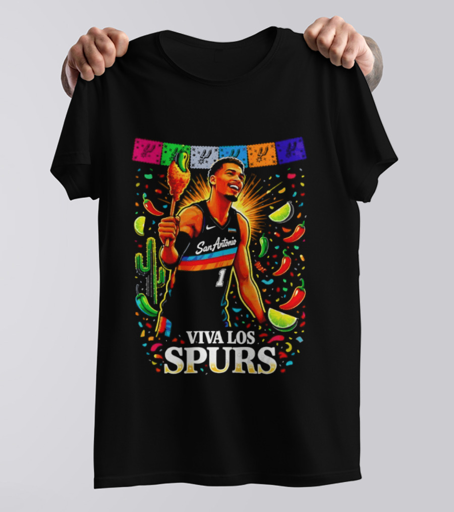 Viva Los Spurs Victor Wembanyama San Antonio Basketball NBA Fiesta Celebration T-Shirt