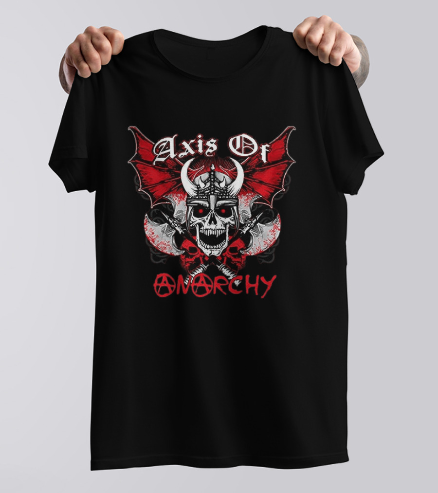 Axis Of Anarchy Skull With Red Wings And Viking Helmet T-Shirt