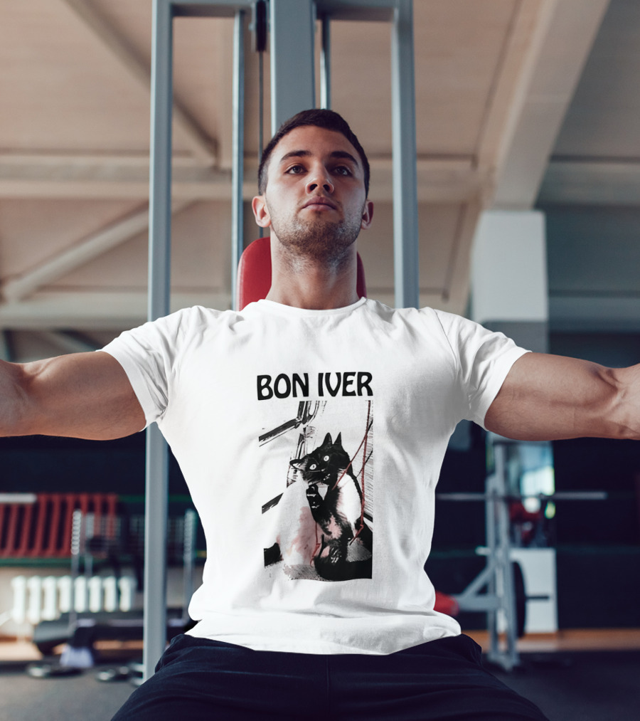 Bon Iver Cat With Guitar Image T-Shirt