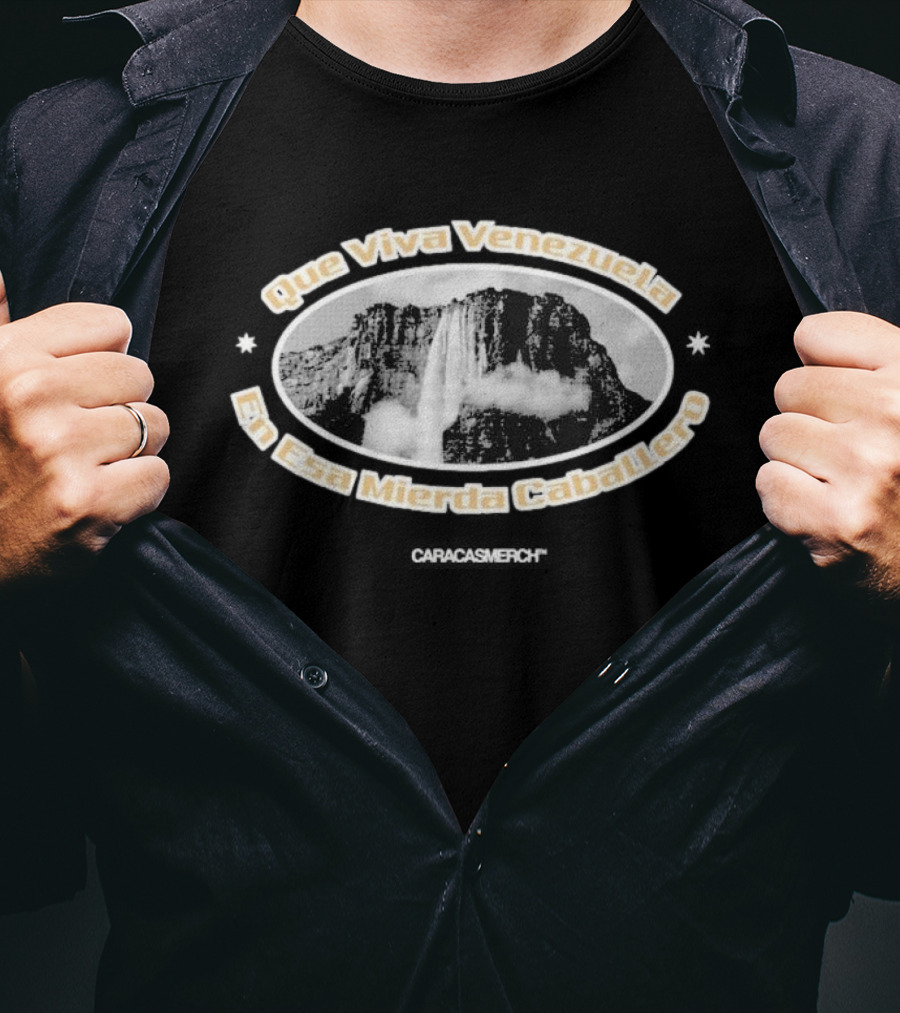 Que Viva Venezuela En Esa Mierda Caballero Black Boxy T-Shirt