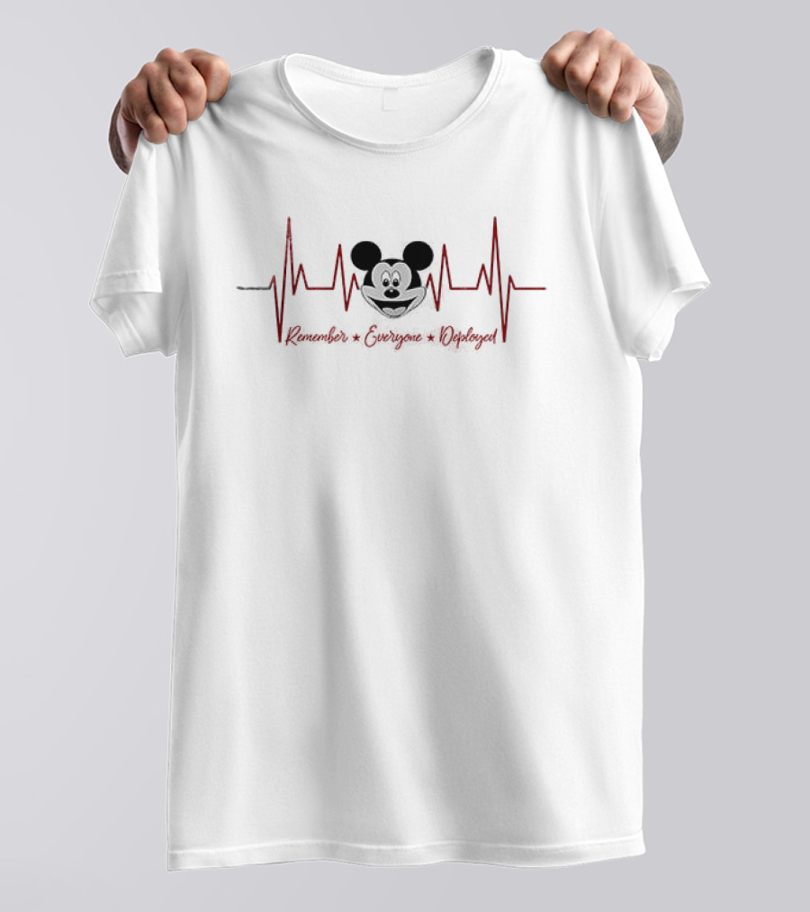 Mickey Mouse Heartbeat Remember Everyone Deployed Until They All Come Home T-Shirt