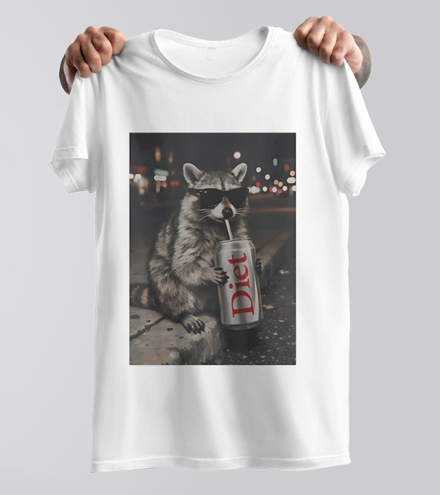 Raccoons Diet Soda Gen Z Dank Meme Raccoon With Sunglasses And Soda Can T-Shirt