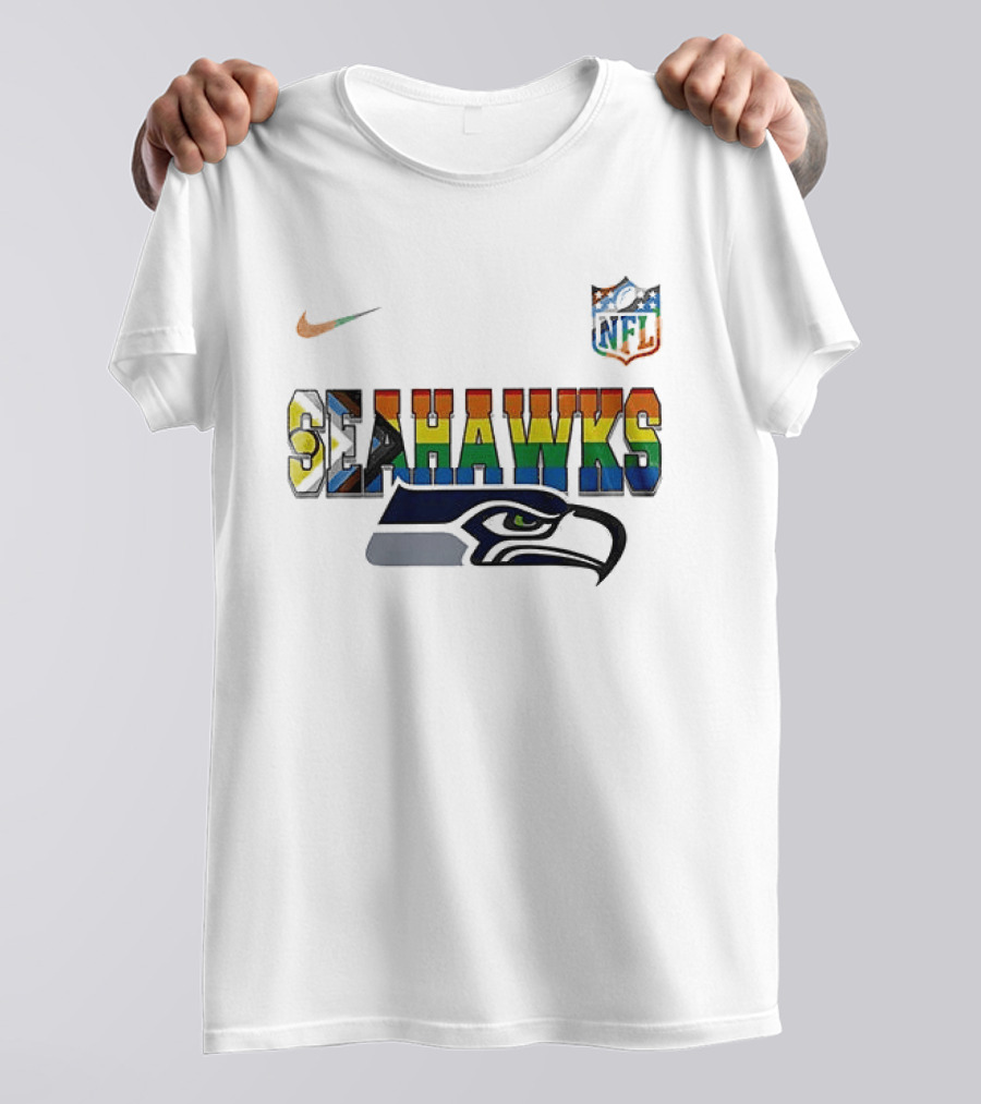 Seattle Seahawks Rainbow Pride NFL Peanuts Collaboration Snoopy Nike T-Shirt