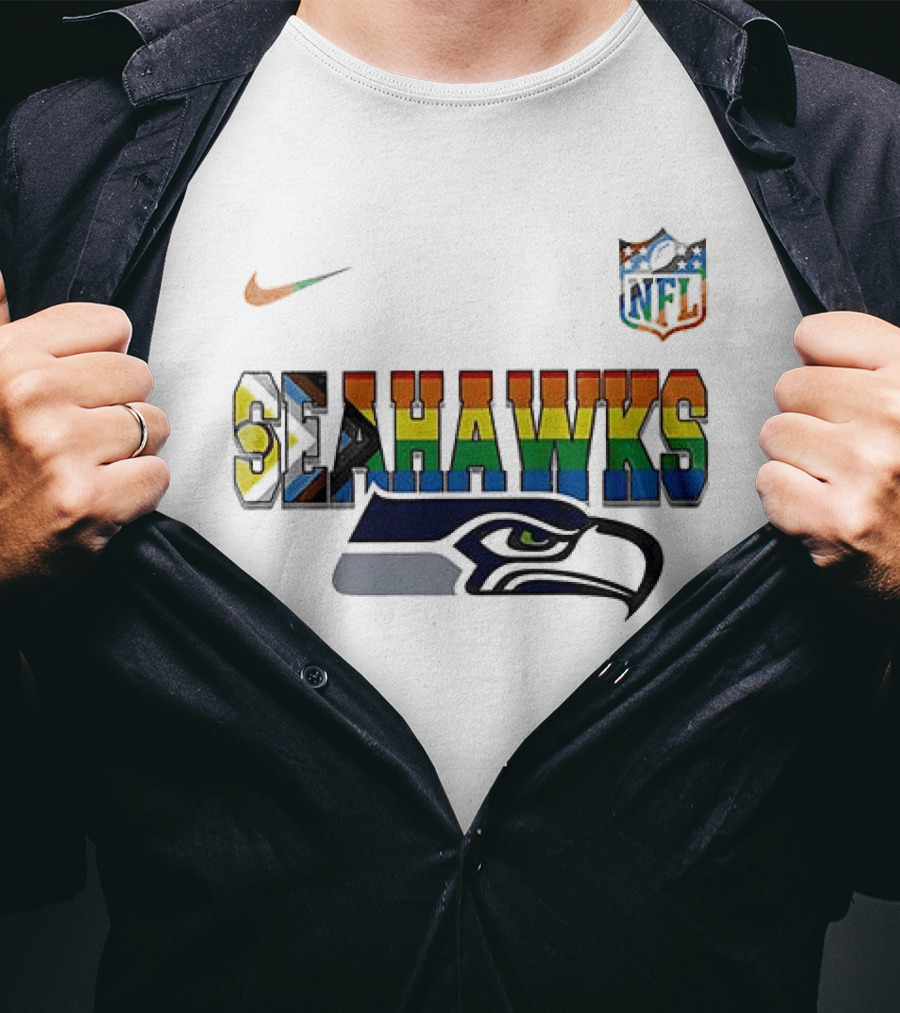 Seattle Seahawks Rainbow Pride NFL Peanuts Collaboration Snoopy Nike T-Shirt