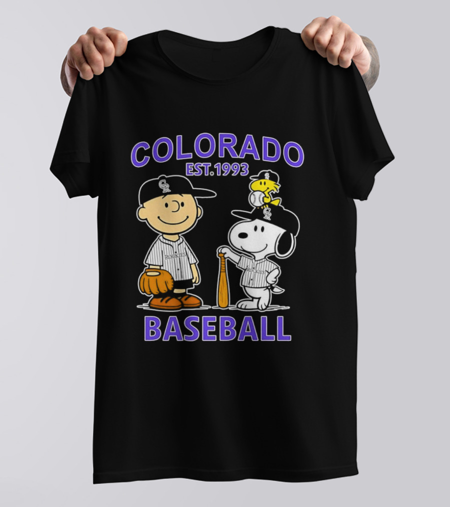 Charlie Brown Snoopy Woodstocks Colorado Baseball EST 1993 T-Shirt