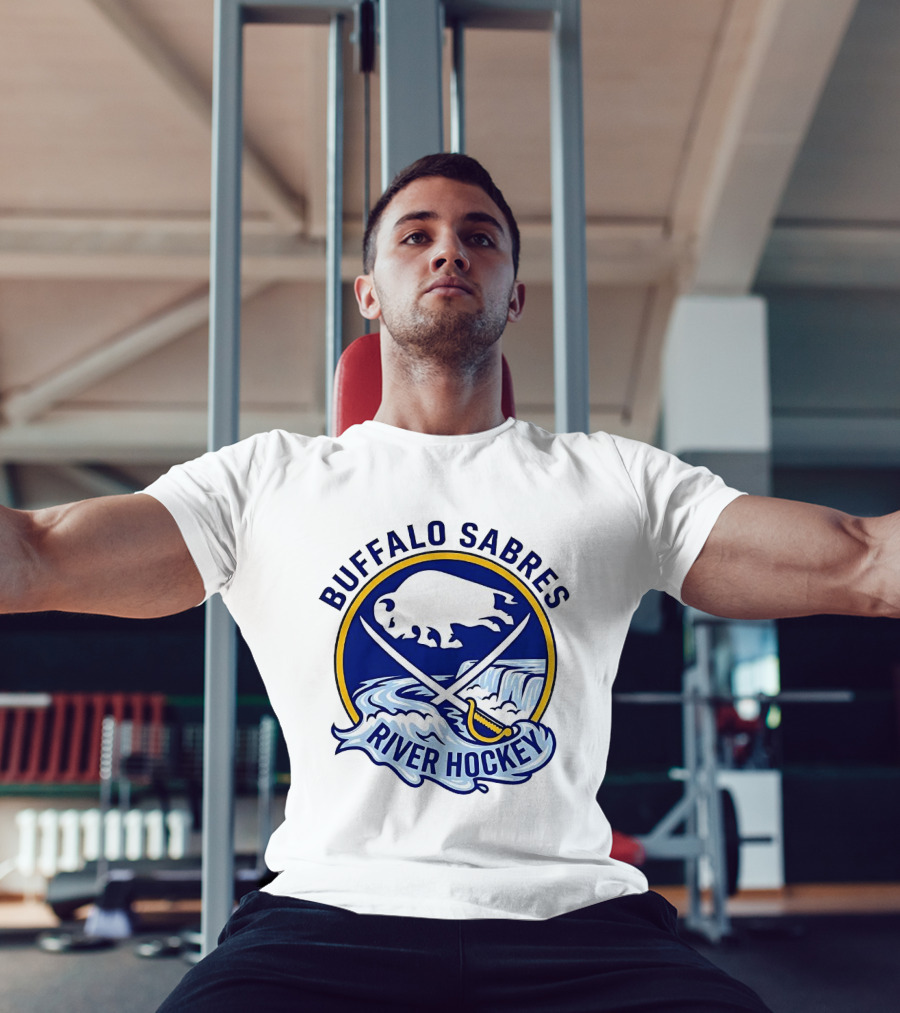Buffalo Sabres River Hockey White Buffalo And Swords T-Shirt