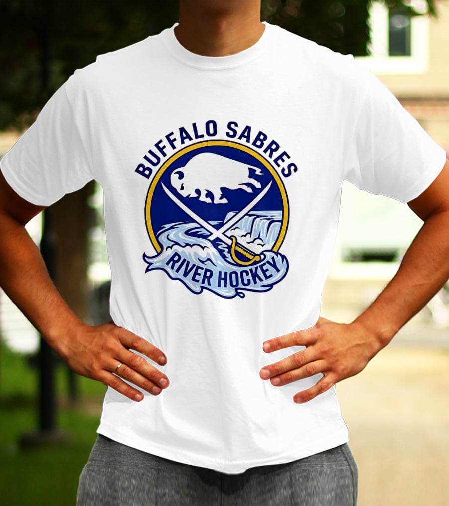 Buffalo Sabres River Hockey White Buffalo And Swords T-Shirt