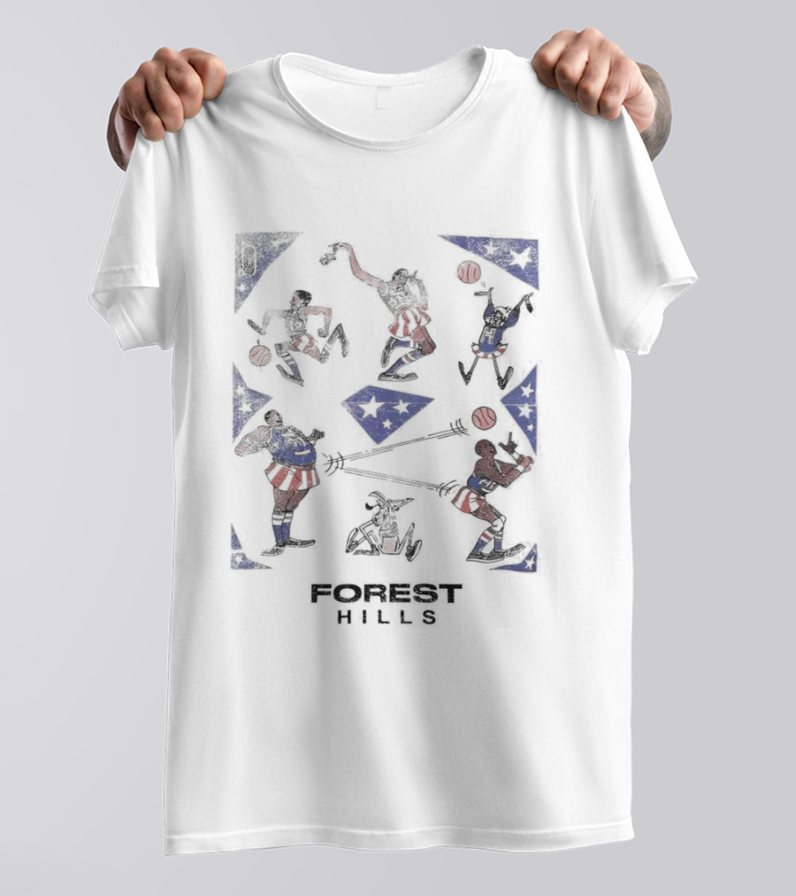 Forest Hills Basketball Cartoon Characters T-Shirt