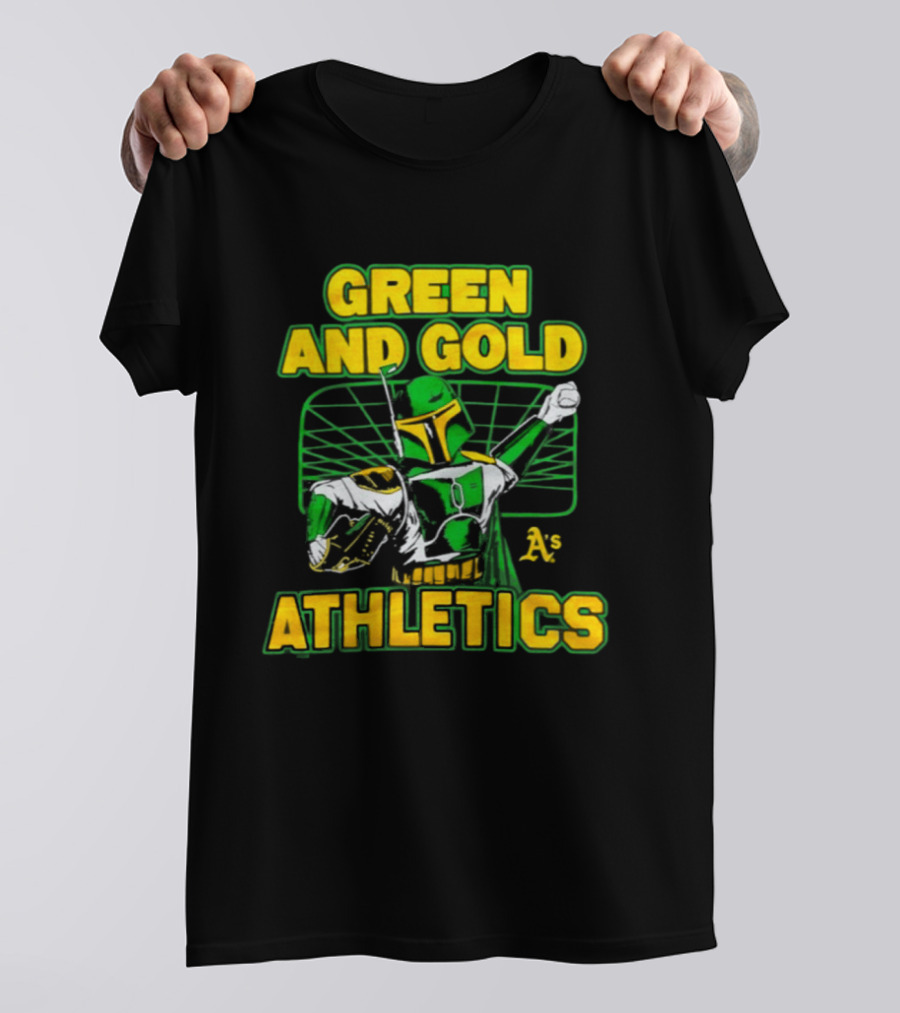Green And Gold Athletics Dark Side Star Wars Bounty Hunter T-Shirt