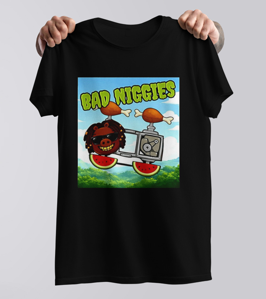 Bad Niggies Angry Birds Parody Flying Pig T-Shirt