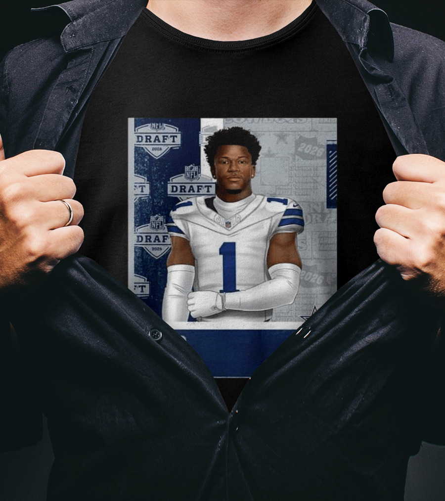 Dallas Cowboys Caleb Downs 2026 Draft Round 1 Pick 11 Ohio State NFL T-Shirt