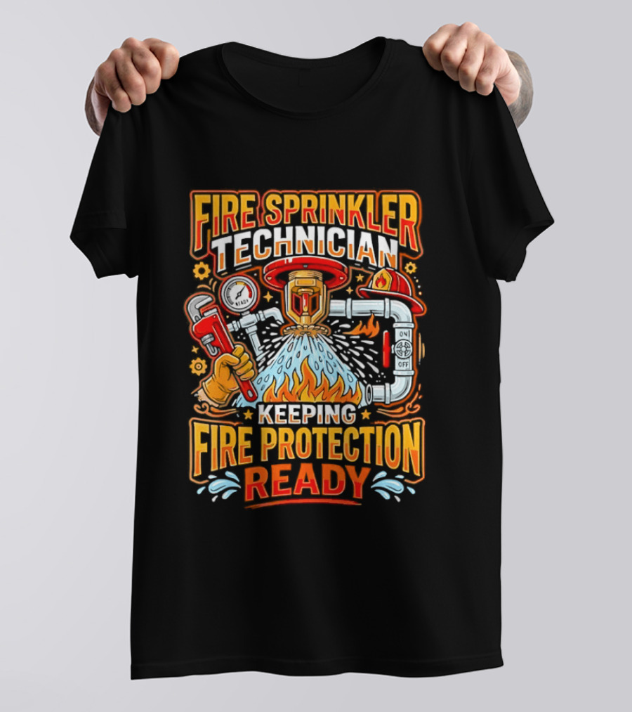 Fire Sprinkler Technician Keeping Fire Protection Ready T-Shirt