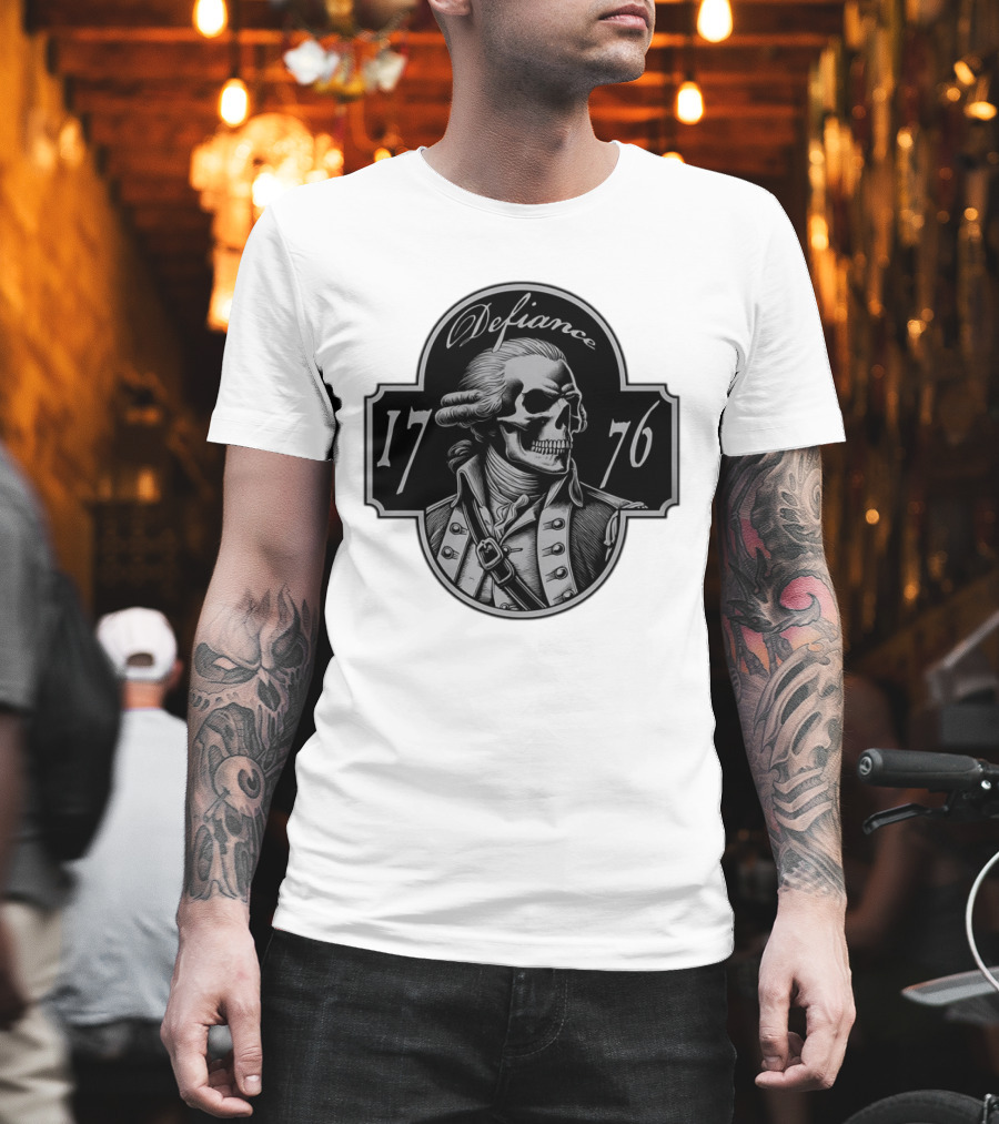 Defiance 1776 George Washington Skeleton Patriotic T-Shirt