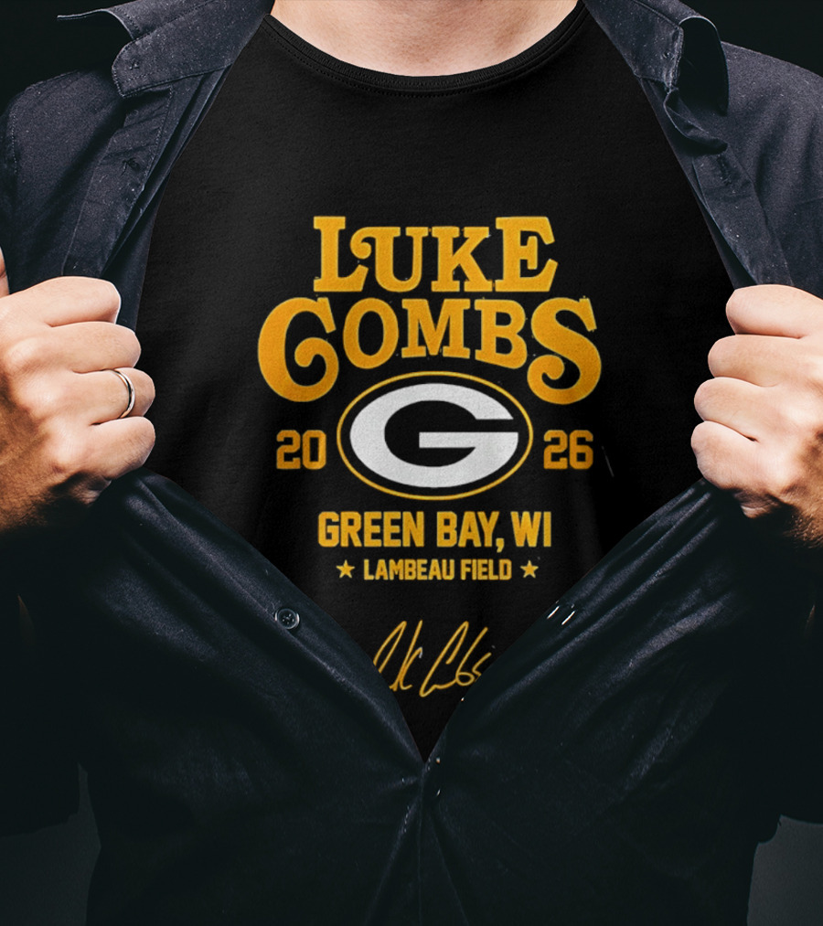 Luke Combs 2026 Green Bay WI Lambeau Field Packers Tour T-Shirt