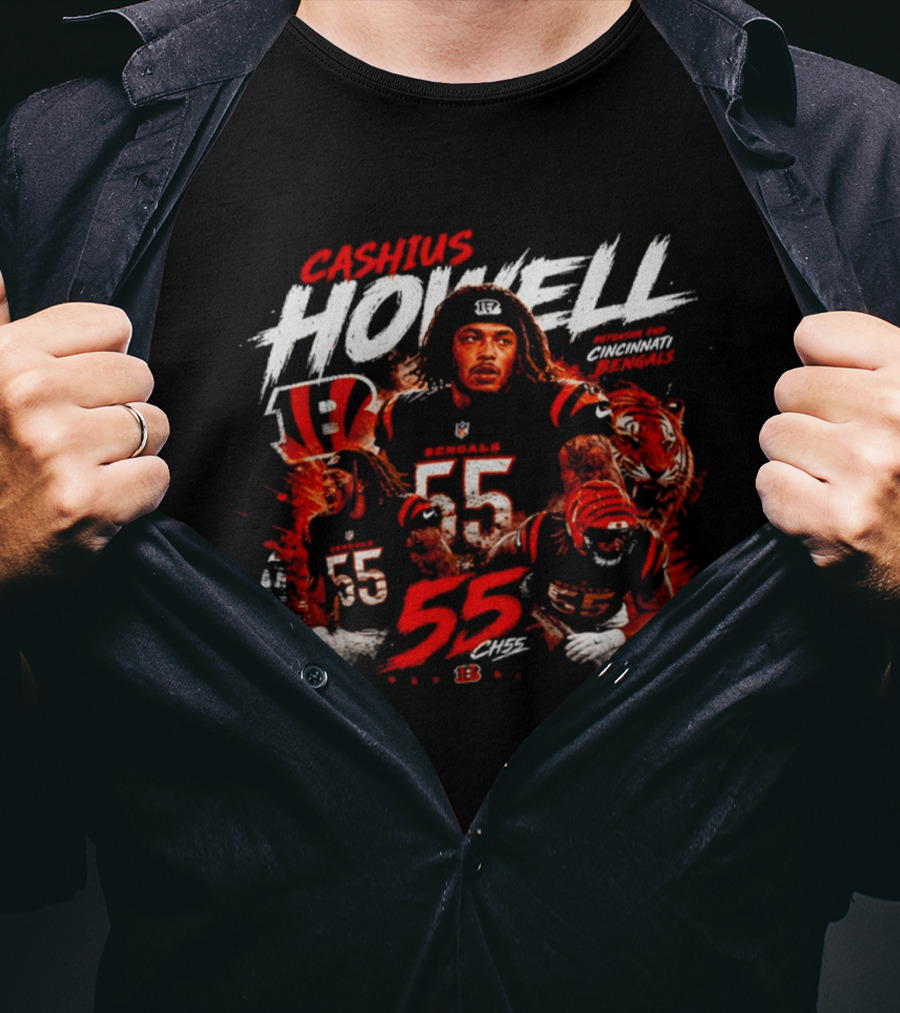Cashius Howell Cincinnati Bengals 55 Tigers Football T-Shirt