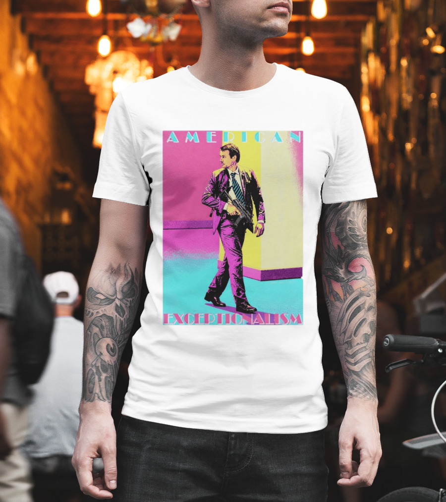 American Exceptionalism Retro Pop Art Style Man With Gun T-Shirt