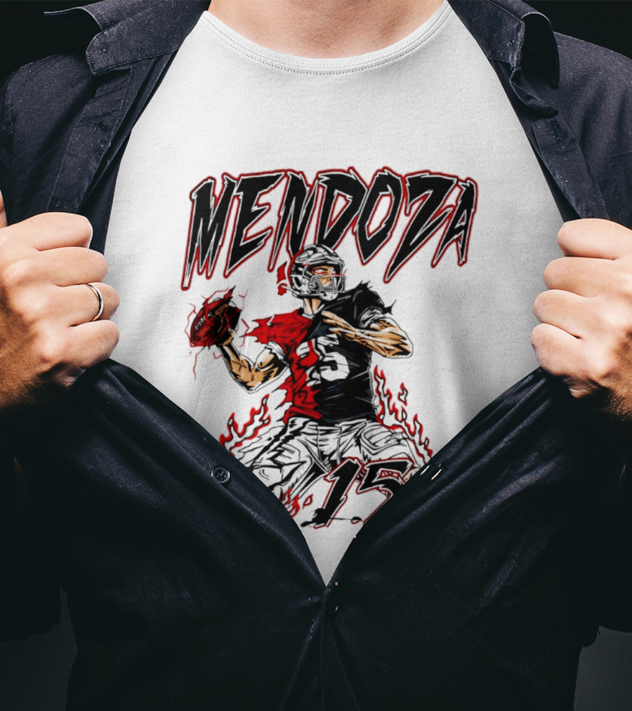 Fernando Mendoza Raiders 15 Hand Drawn Football Athlete T-Shirt