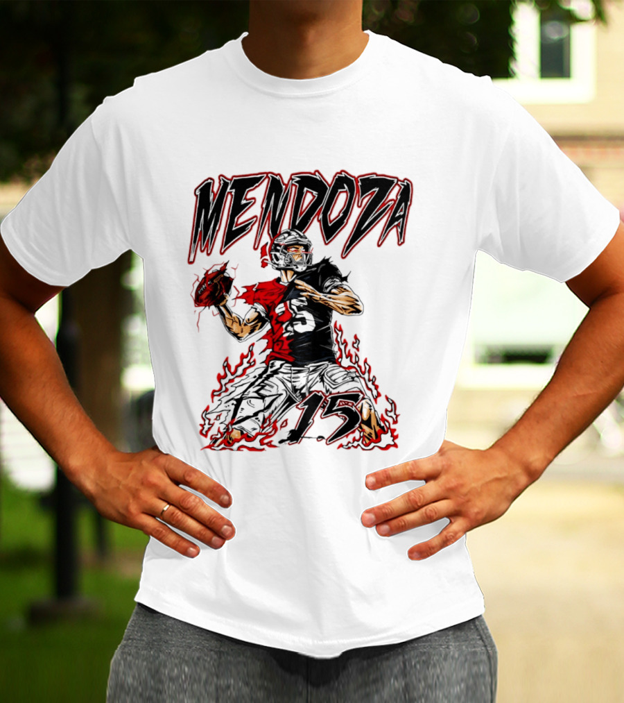 Fernando Mendoza Raiders 15 Hand Drawn Football Athlete T-Shirt