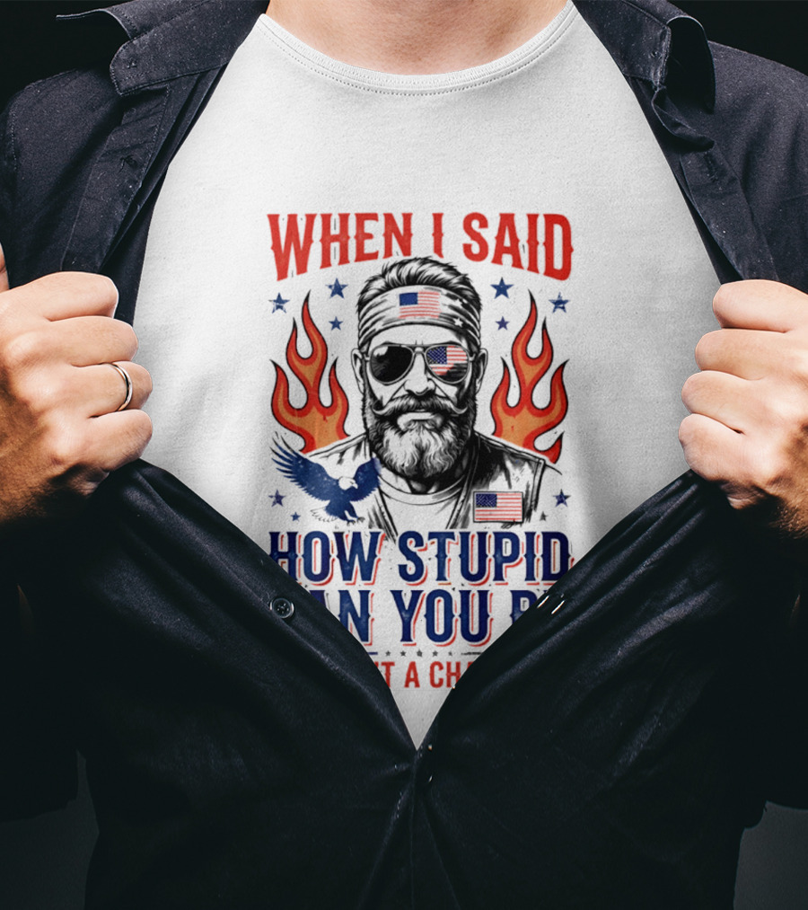 When I Said How Stupid Can You Be It Wasn't A Challenge Patriotic Eagle And Flaming T-Shirt