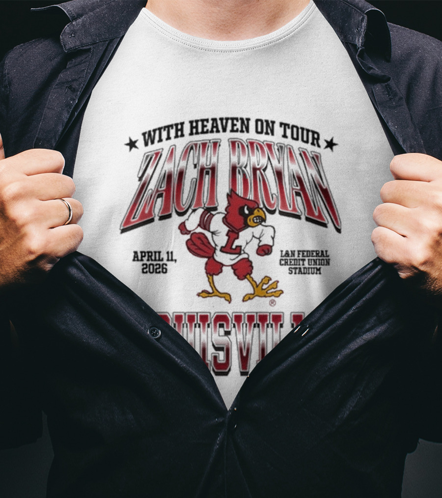 Zach Bryan Louisville April 2026 With Heaven Tour Cardinal Stadium T-Shirt