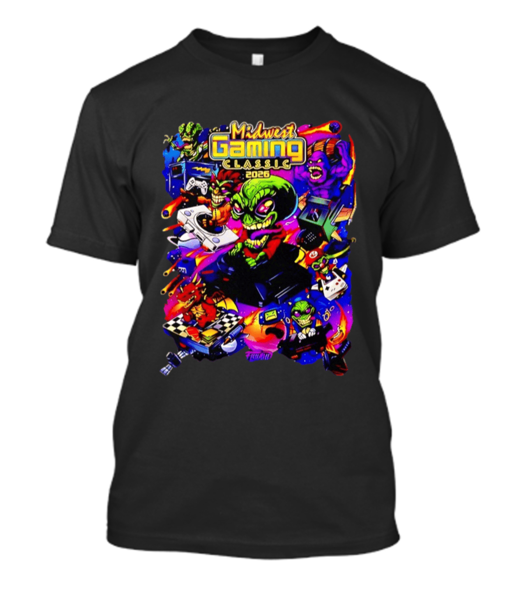 Midwest Gaming Classic 2026 Alien Retro Video Game Characters T-Shirt