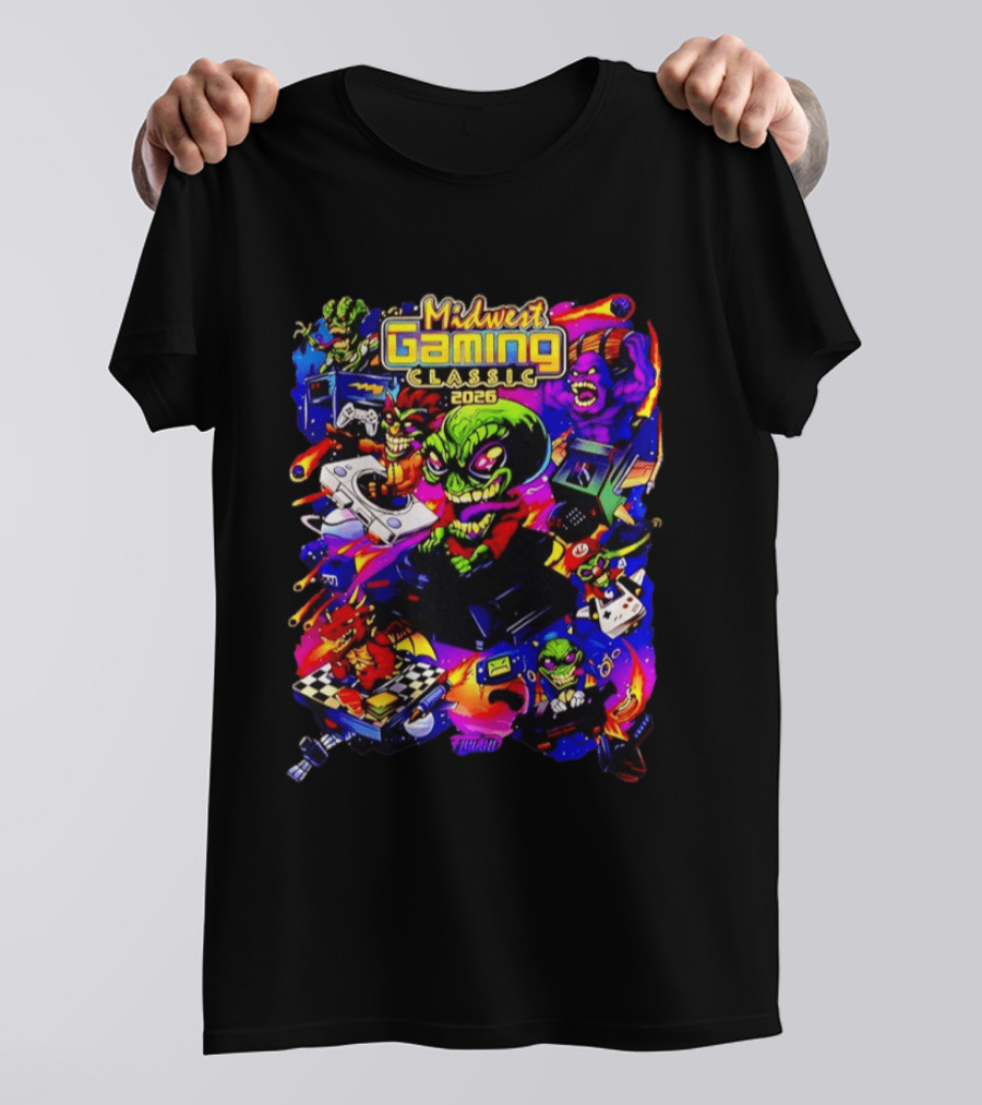 Midwest Gaming Classic 2026 Alien Retro Video Game Characters T-Shirt