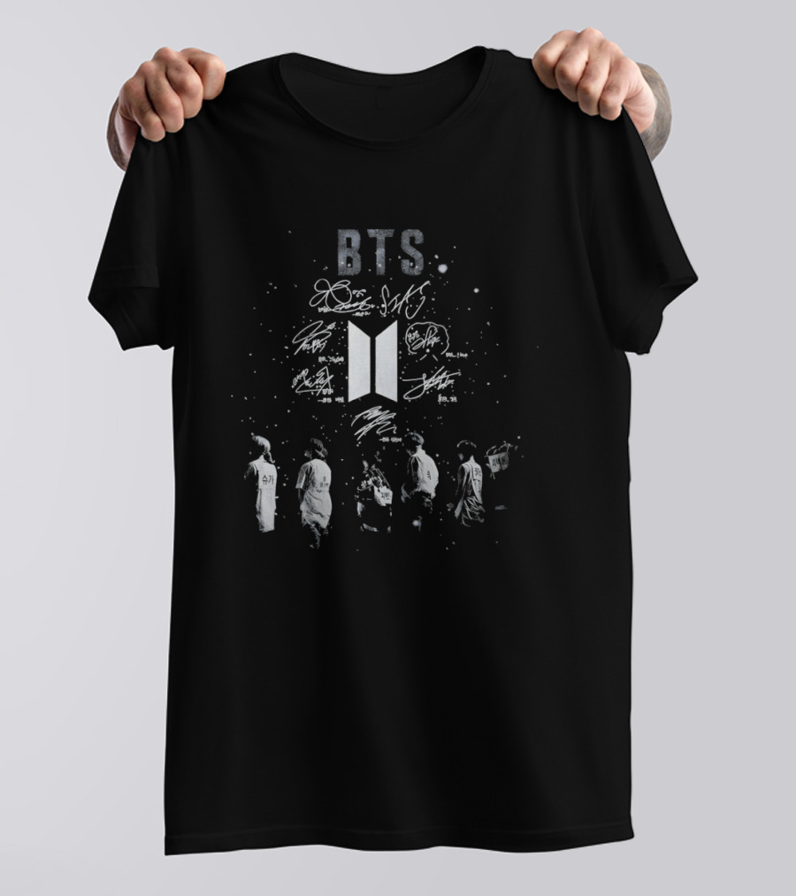 BTS Bangtan Sonyeondan Signatures And Symbol With Group T-Shirt