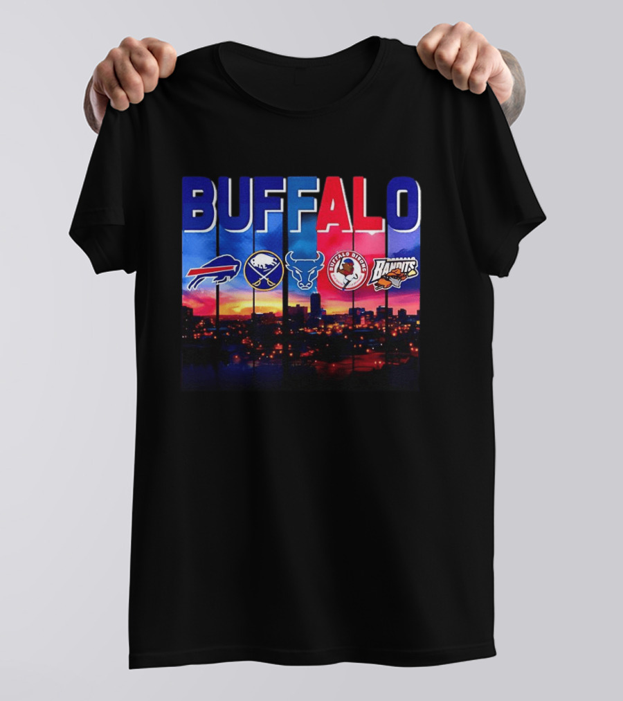 Buffalo Bills Sabres Bandits Bridles City Skyline Sports Teams T-Shirt