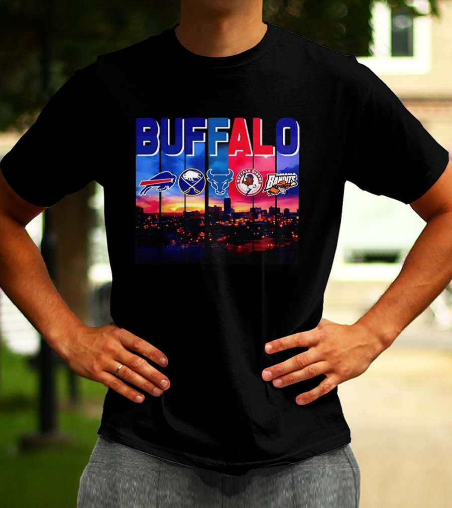 Buffalo Bills Sabres Bandits Bridles City Skyline Sports Teams T-Shirt