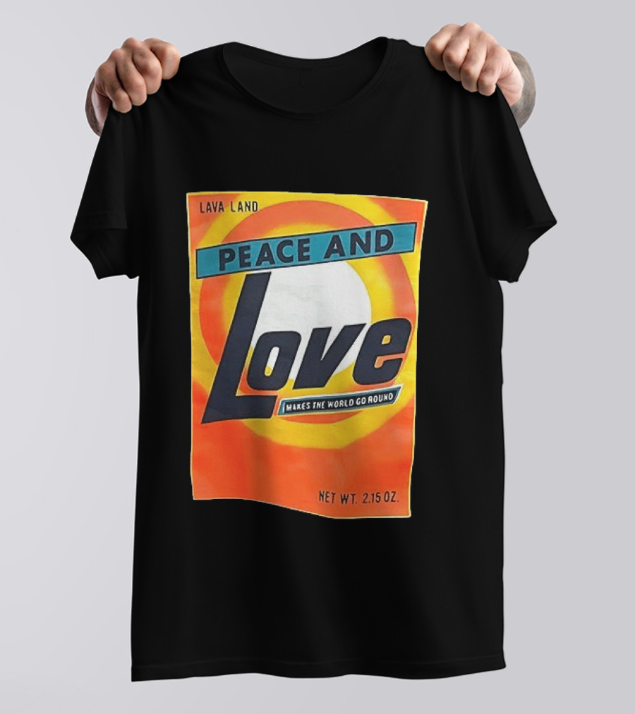 Peace And Love Makes The World Go Round Lava Land Retro Style 2.15 Oz T-Shirt