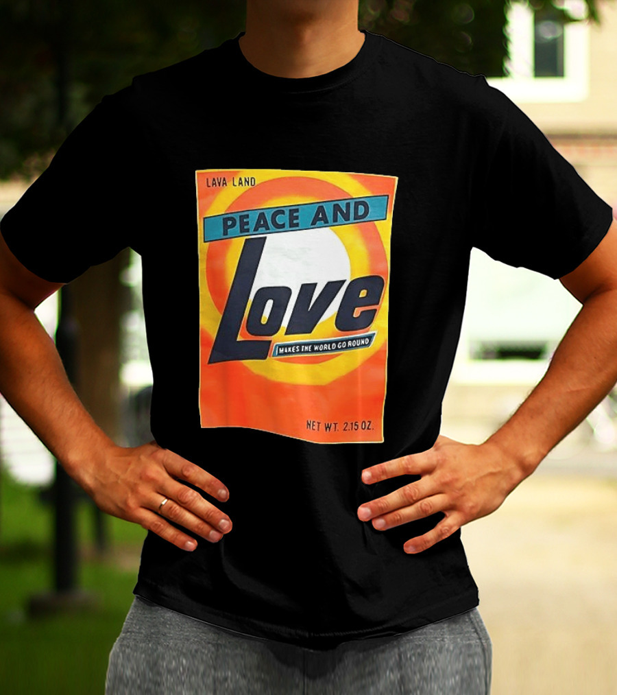 Peace And Love Makes The World Go Round Lava Land Retro Style 2.15 Oz T-Shirt