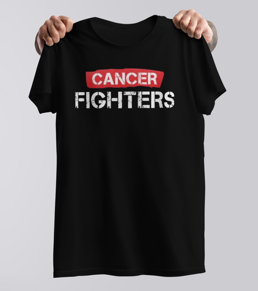 CANCER FIGHTERS Koszulka Bold Red White Block Letters T-Shirt