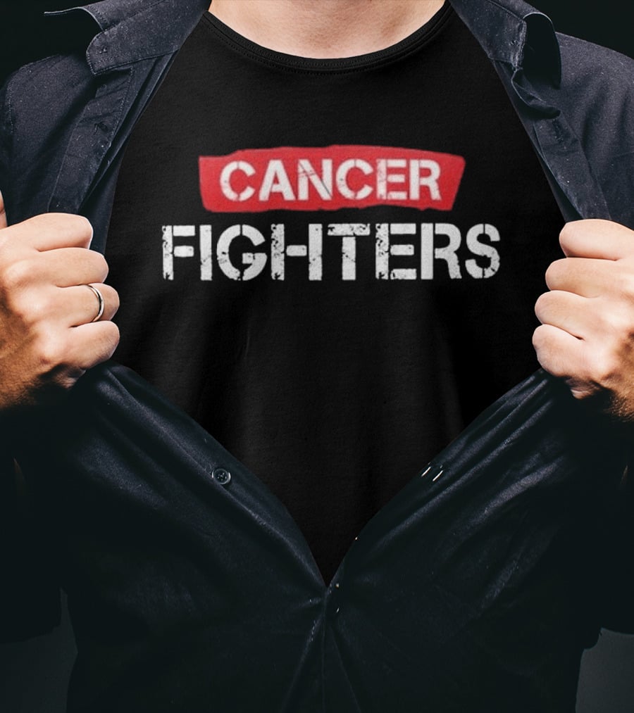 CANCER FIGHTERS Koszulka Bold Red White Block Letters T-Shirt