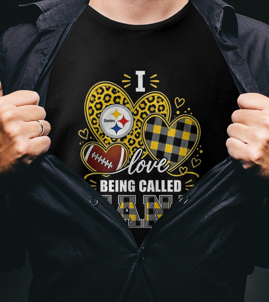 I Love Being Called Nana Pittsburgh Steelers Hearts Football T-Shirt