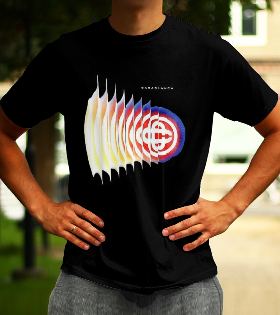 Casablanca Shockwave Optical Illusion Pattern With Red Blue Yellow Layers T-Shirt