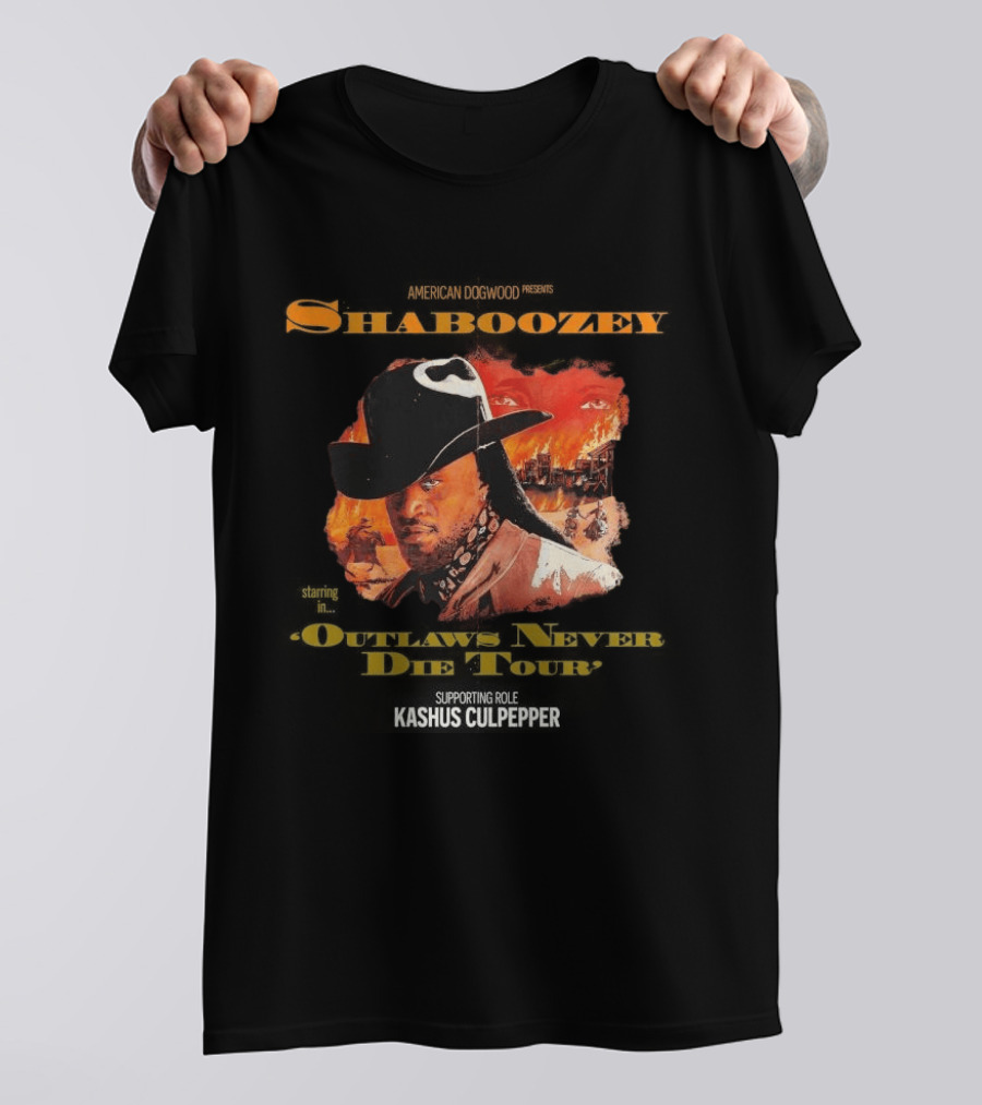Shaboozey Outlaws Never Die Tour 2026 North America Schedule Dates Cowboy Flames T-Shirt