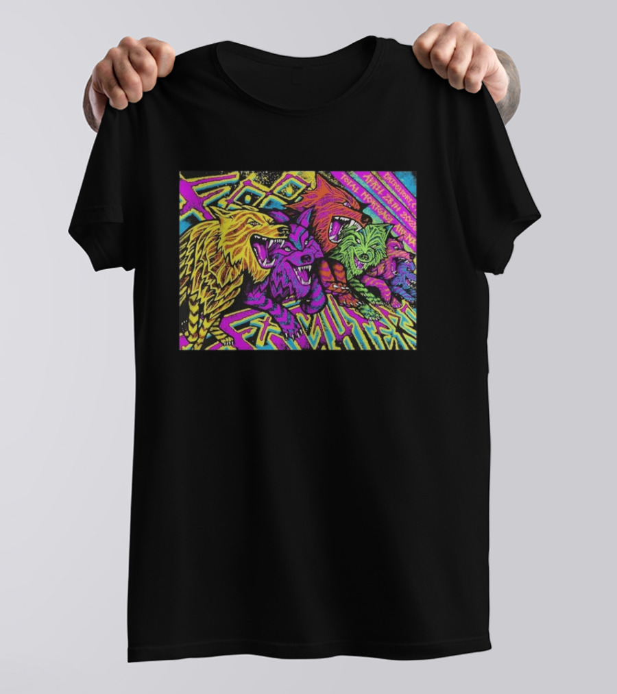 Foo Fighters Bridgeport April 28 2026 Total Nightmare Neon Wolves T-Shirt