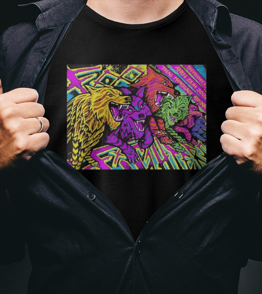 Foo Fighters Bridgeport April 28 2026 Total Nightmare Neon Wolves T-Shirt