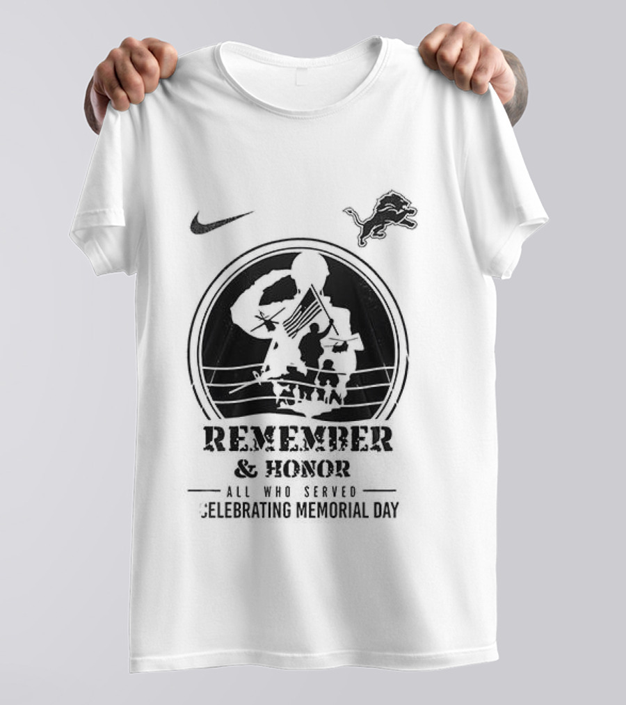 Nike Detroit Lions Remember And Honor Memorial Day We Owe Them All T-Shirt