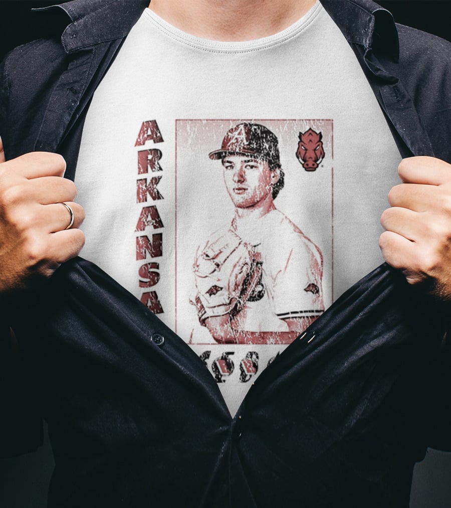Arkansas Baseball Player With Razorback T-Shirt