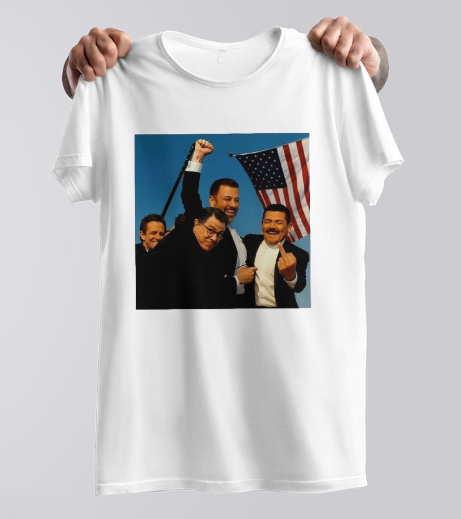Jimmy Kimmel Stephen Colbert Seth Meyers American Flag Comedy Showdown T-Shirt