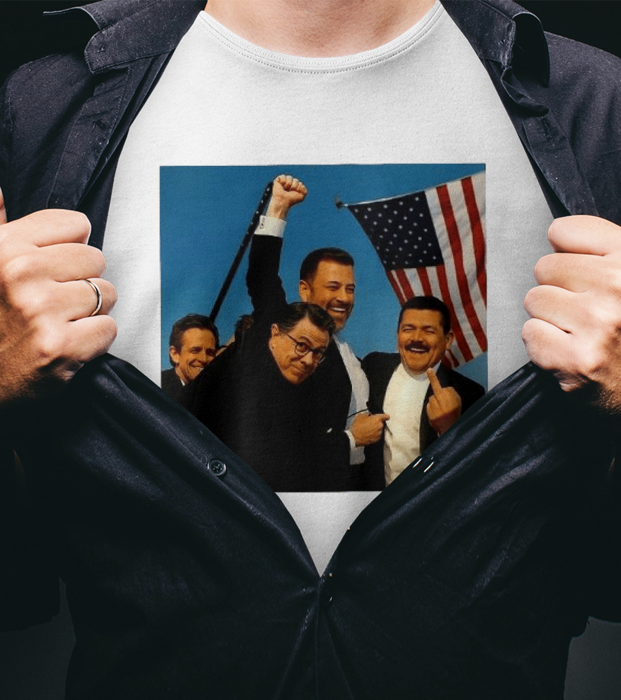 Jimmy Kimmel Stephen Colbert Seth Meyers American Flag Comedy Showdown T-Shirt