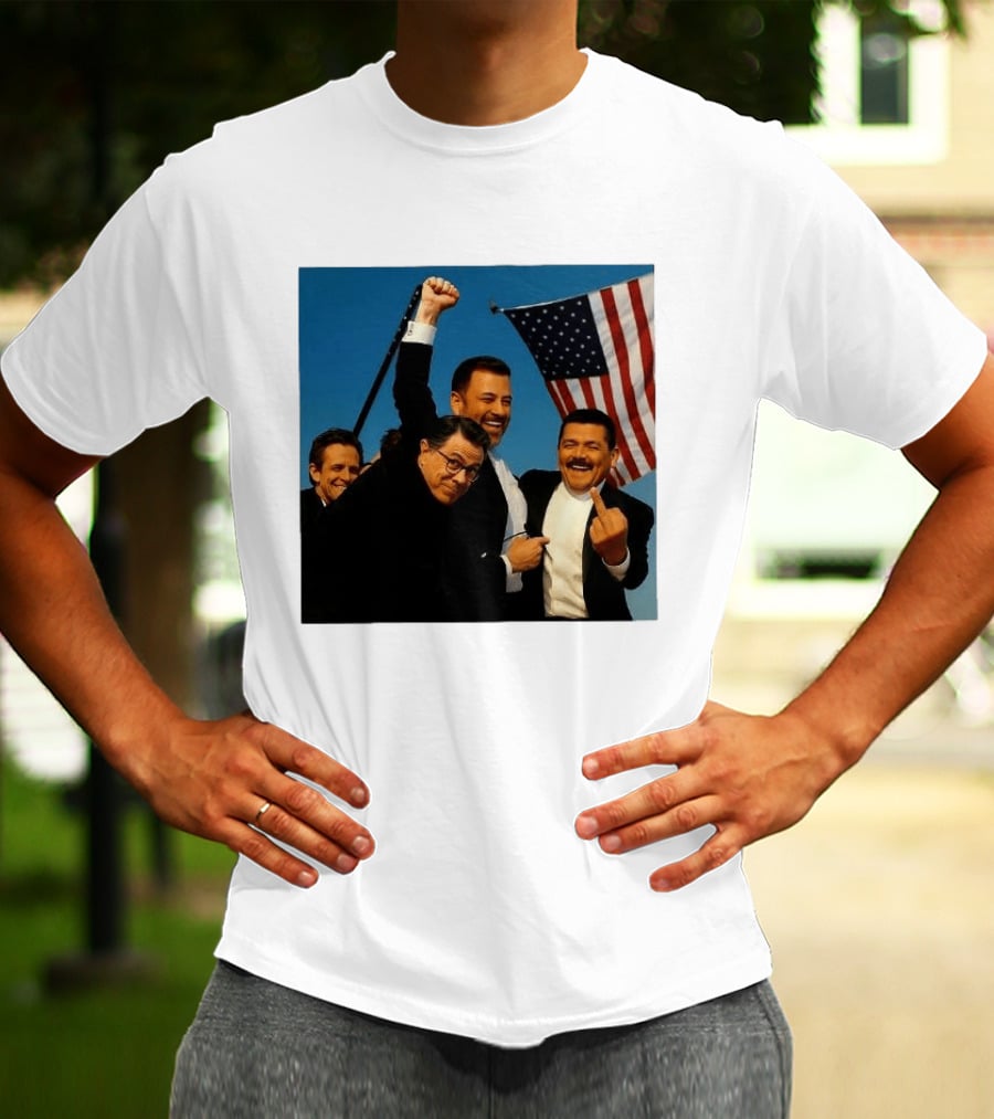 Jimmy Kimmel Stephen Colbert Seth Meyers American Flag Comedy Showdown T-Shirt