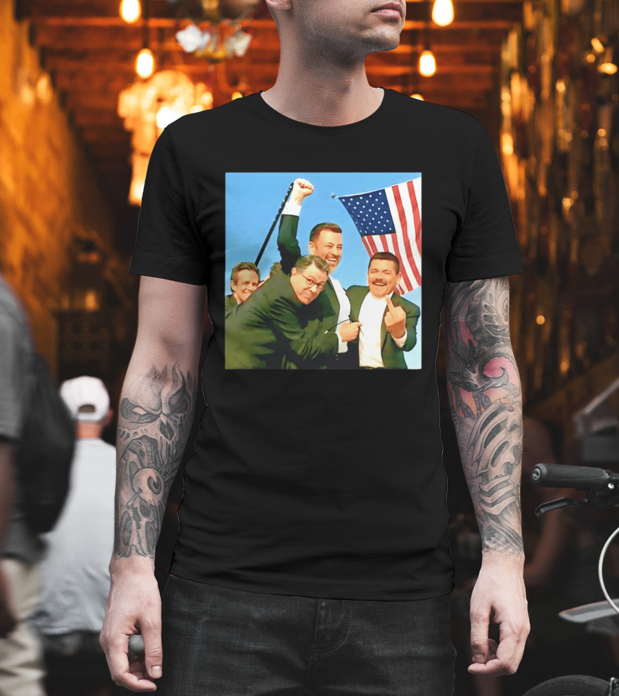 Jimmy Kimmel Meme American Flag Satire T-Shirt