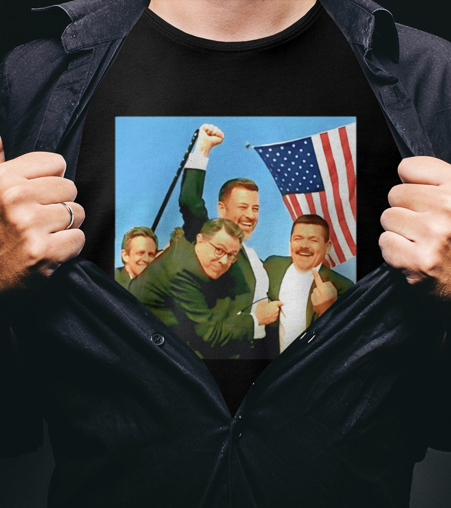 Jimmy Kimmel Meme American Flag Satire T-Shirt