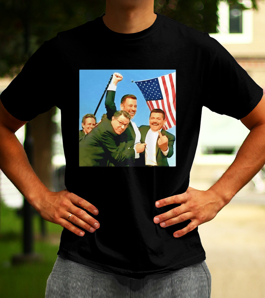 Jimmy Kimmel Meme American Flag Satire T-Shirt